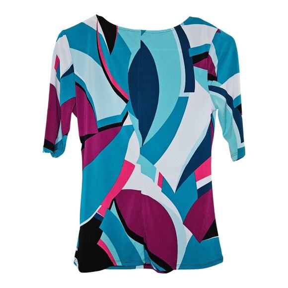 NEW Bold Elements Women's Geometric Keyhole 1/2 Sleeve in Turquoise (Size: S) - Picture 6 of 7
